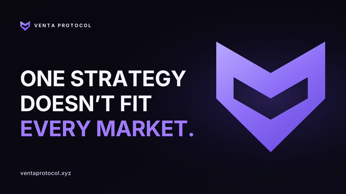 ventaprotocol's tweet photo. One strategy doesn’t fit every market.

Venta Protocol is building adaptive liquidity infrastructure that moves with the market, not against it.

https://t.co/I4aUcV3dEY

#DeFi #Web3 #RobinhoodChain https://t.co/3C0OCCVPWr