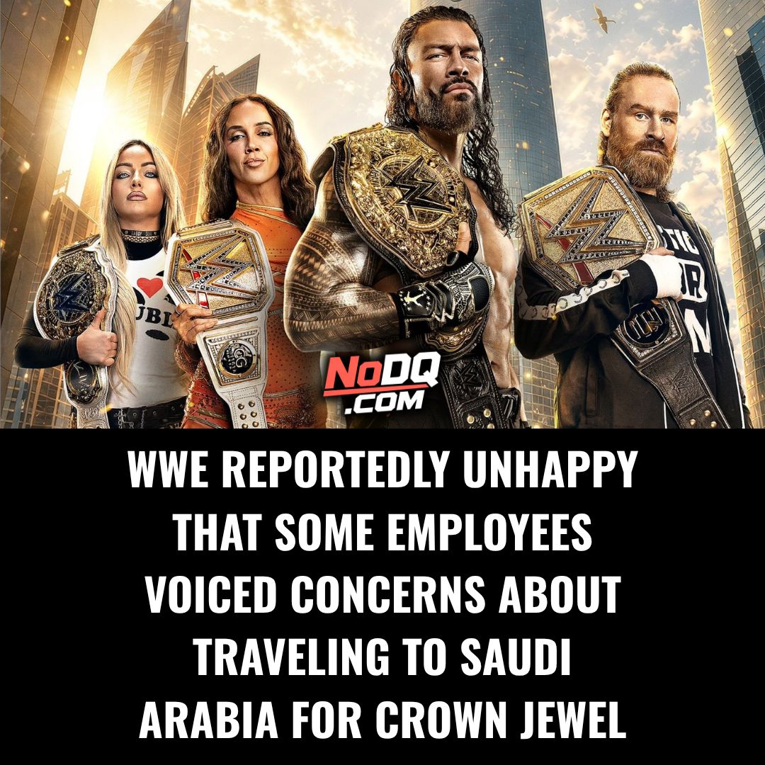 nodqdotcom's tweet photo. WWE reportedly unhappy that some employees voiced concerns about traveling to Saudi Arabia for Crown Jewel https://t.co/9lCijphhhc https://t.co/fXxgYDaDRM