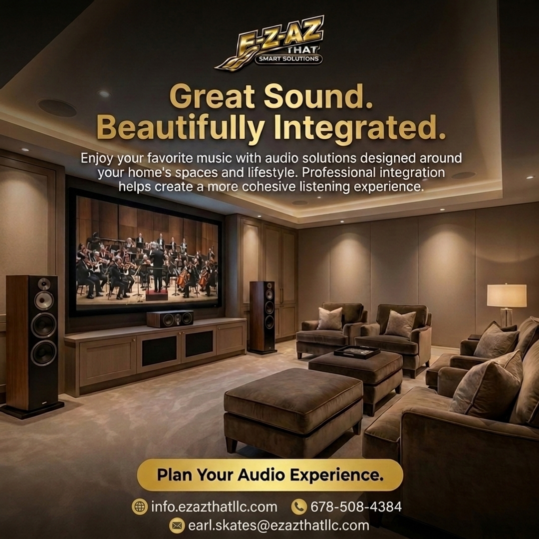 ezsensations's tweet photo. Let’s Discuss Your Vision with E-Z-AZ THAT LLC for luxury home audio, thoughtfully integrated by a license insured and bonded team—visit https://t.co/KWR2CszSET.
#LuxuryAudio #HomeTheater #WholeHomeAudio #HomeIntegration #MetroAtlanta #EZA ZThat https://t.co/KpmVg9fYsY