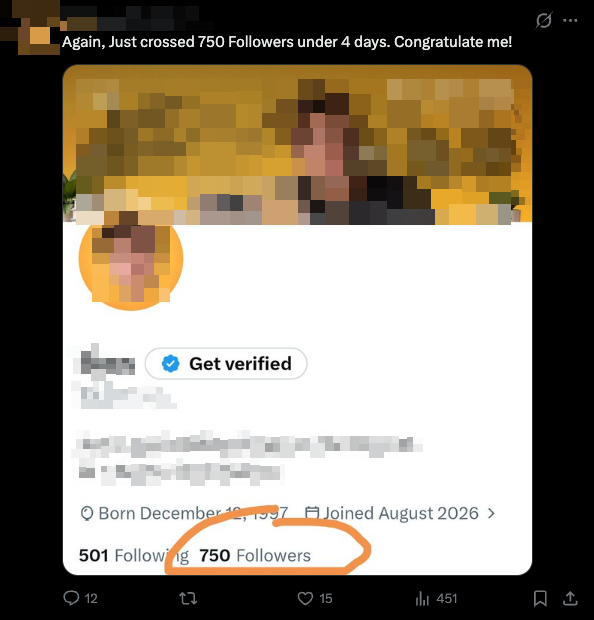 DevvratHans's tweet photo. sometimes i genuinely do not understand this platform.

i see people gaining hundreds of followers by posting things like "i gained 750 followers in 4 days".

meanwhile, i spend hours researching topics, digging into technical details, sharing things i actually find useful, and sometimes struggle to get even 5 new followers in a day.

not targeting anyone, not jealous, and definitely not complaining.

everyone is free to post whatever they want.

but it does make me wonder how the X algorithm works sometimes.

are people more interested in watching someone grow than actually learning something?

because apparently, documenting the growth can get you more growth than the thing you are building expertise in.

still going to keep sharing what i learn and build.

but man, @X is weird sometimes.