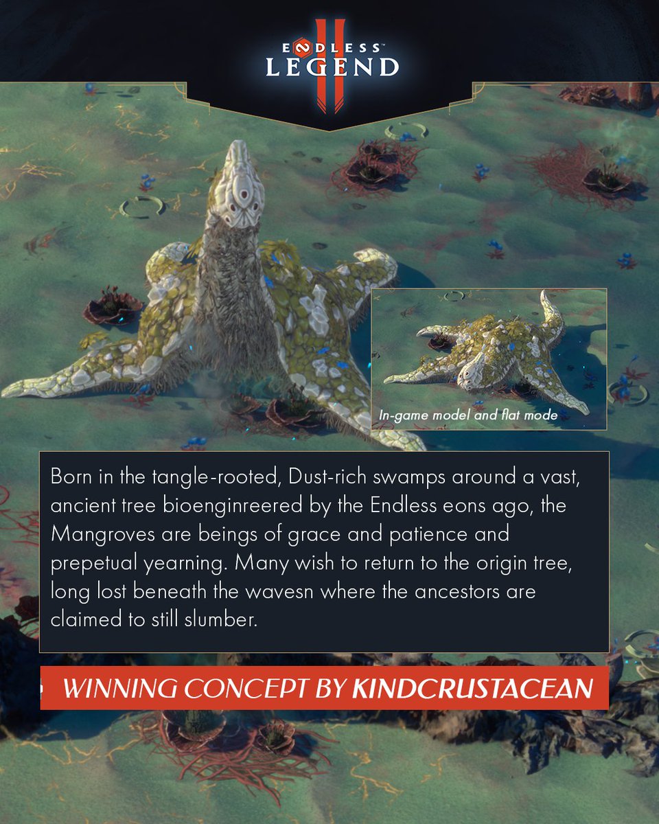 EndlessUniverse's tweet photo. Meet the Mangrove of Harmony 🌿
A Minor Faction co-created by our community! You can already find them in ENDLESS Legend 2.

#EndlessLegend2 https://t.co/wFctpLpxvg