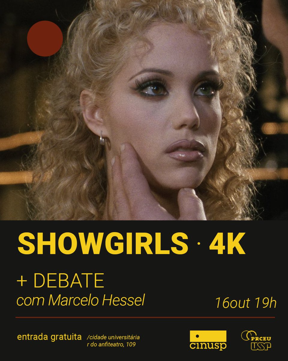 cinusp's tweet photo. MOSTRA | Grandes Fracassos 🍅

🎬 Showgirls.
EUA, 1995, 131'
Direção: Paul Verhoeven

📍CINUSP - R. do Anfiteatro, 109 - Butantã, São Paulo https://t.co/9oOgqSeMLO