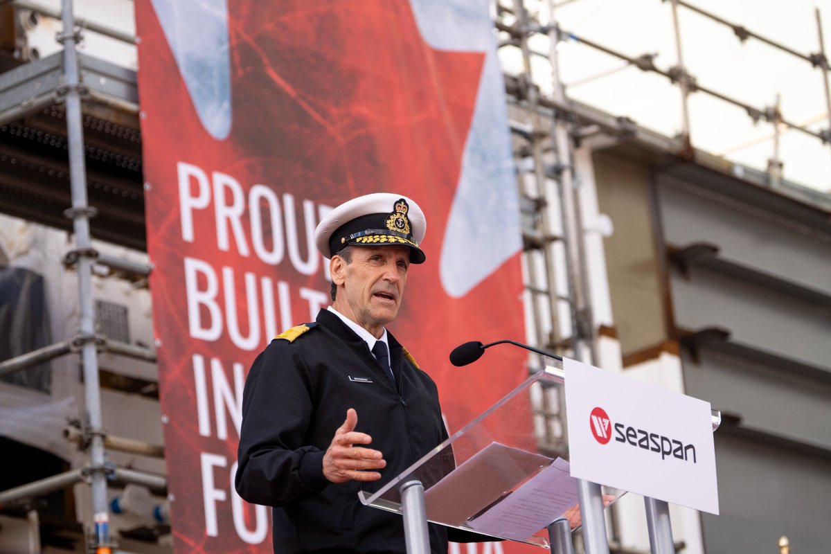 CoastGuardCAN's tweet photo. The future of Arctic operations starts here! 🚢❄️

Yesterday, the keel was laid for the CCGS Imnaryuaq, marking a major milestone in the construction of Canada’s future polar icebreaker built at @Seaspan's #Vancouver Shipyard. https://t.co/zN5PsengwB