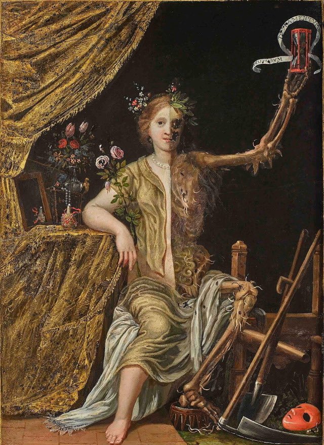 artorfeed's tweet photo. Vanité, Jacques Stella, oil on slate, c. 1630 https://t.co/mxaHoEV9W4