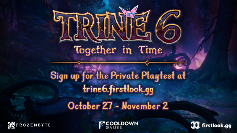 TrineSeries's tweet photo. Trine 6 Private Playtesting Returns Oct 27!

Thanks to your previous feedback, we've been hard at work and now: we want more feedback!

Try out the new Classic Puzzle Mode, and much more!

Sign up: https://t.co/yOJ1FovoO7 (if you joined us before, you're already in!) https://t.co/5NDFhfxQ9e