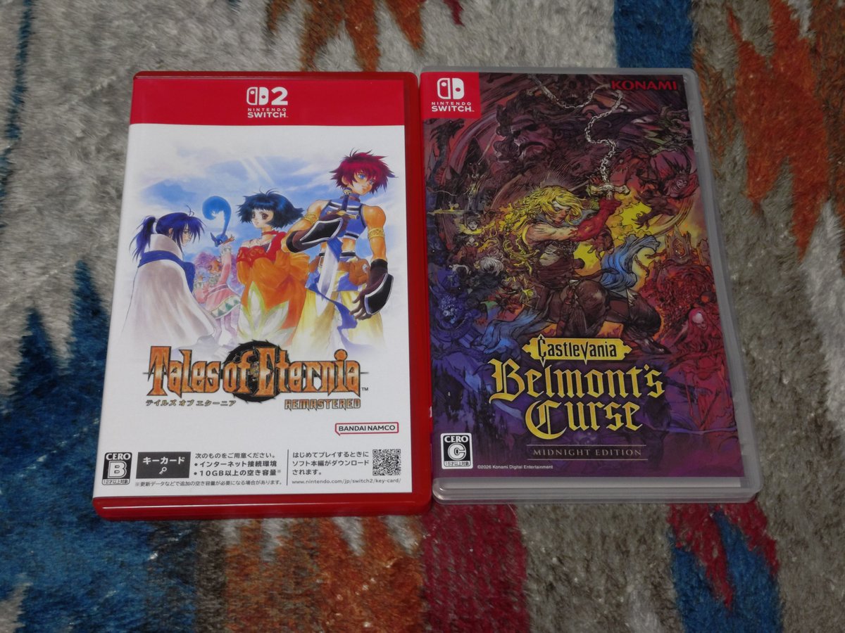 tencho1918's tweet photo. 発売おめでとうございます🎉

エターニアがswitch2で出来るのいいですねぇ
キャッスルヴァニアも楽しみにしてたんですよねぇ

switch2と比べるとVita小さいね

＃switch
＃テイルズオブエターニア
＃Castlevania https://t.co/Mvuo0zqMjf