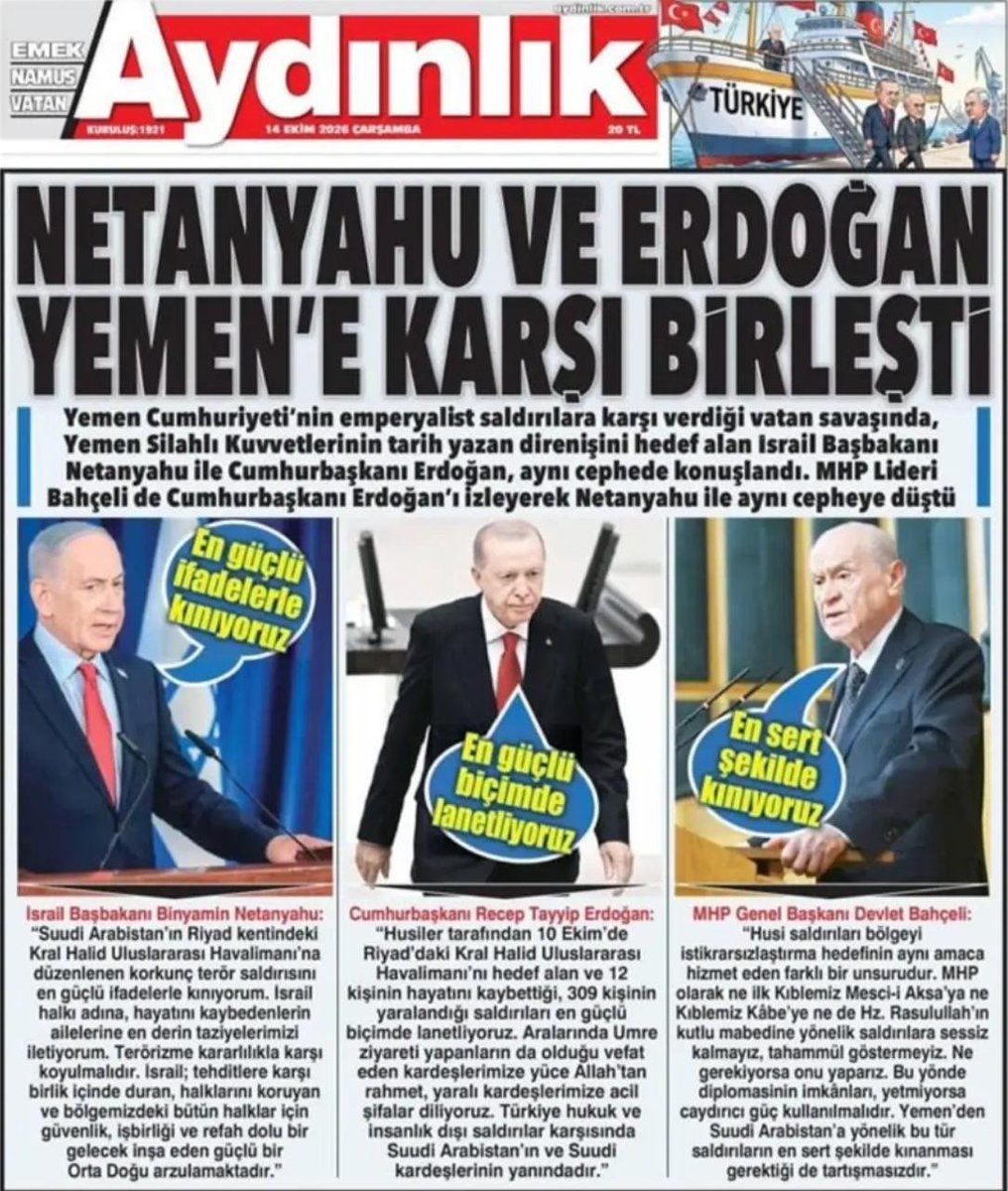 Alptekin_YDH's tweet photo. Aydınlık gazetesinin manşeti. https://t.co/A8EbIpxLUk