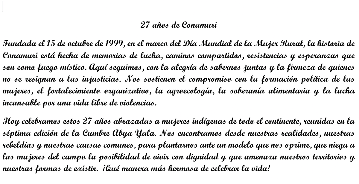 CONAMURI's tweet photo. 🌱 27 AÑOS DE CONAMURI https://t.co/9QBv6SoA3b