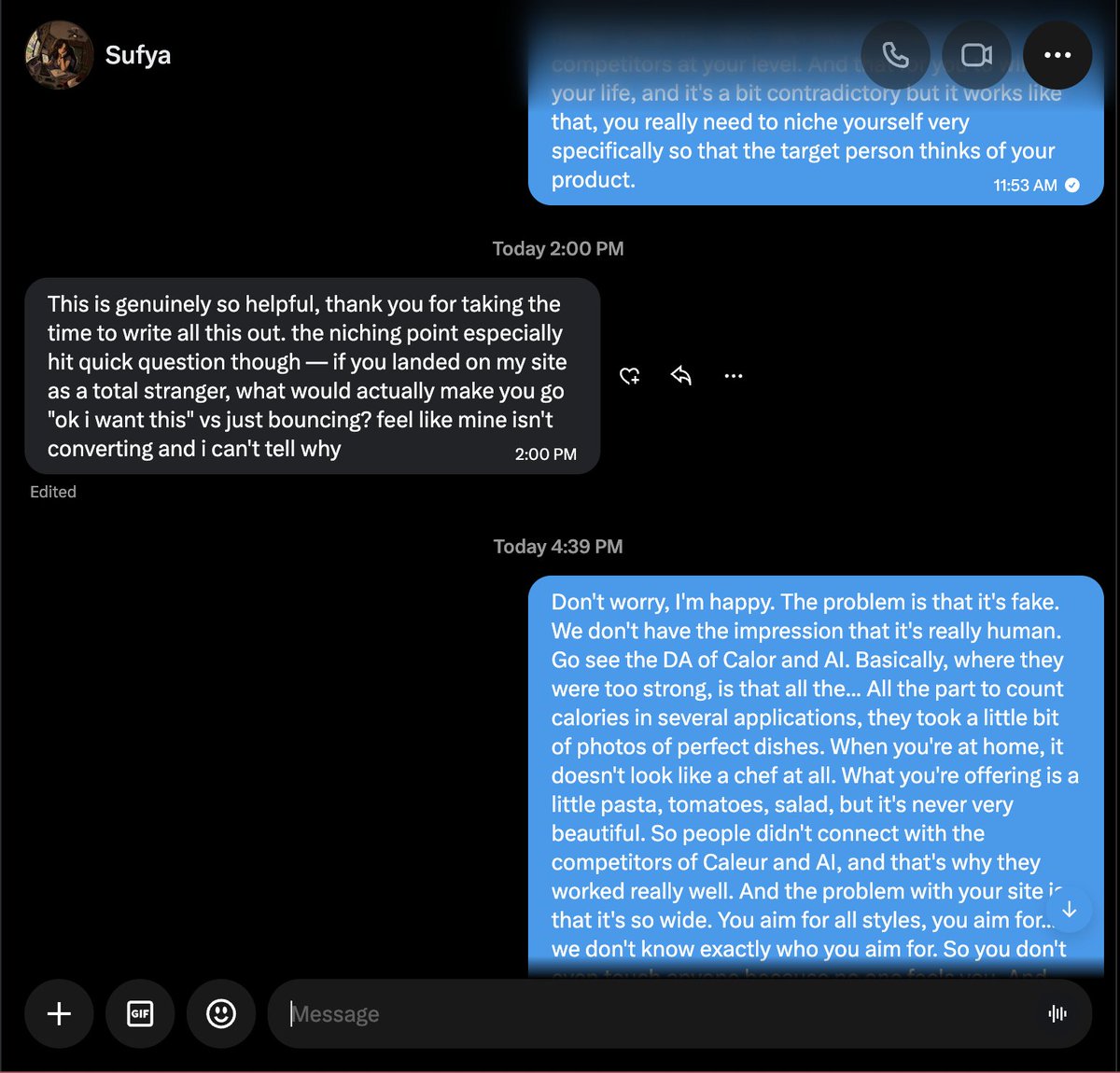 PaulVictor50128's tweet photo. Today I help @sufya_meher 

For his project called https://t.co/czutSkkikD 

I just wanted to say that if other people want to discuss their projects, we can contribute together, it would be with pleasure. 

Maybe with @sufya_meher too 😂

If you launch your first SaaS or if you're at your second and you still don't have any customers, write to us, we'll find a solution together. 

I'm not making any money, it's just for the pleasure of being able to talk and to bring myself. 😉

Ps : She is agree for the post 🙏 @sufya_meher