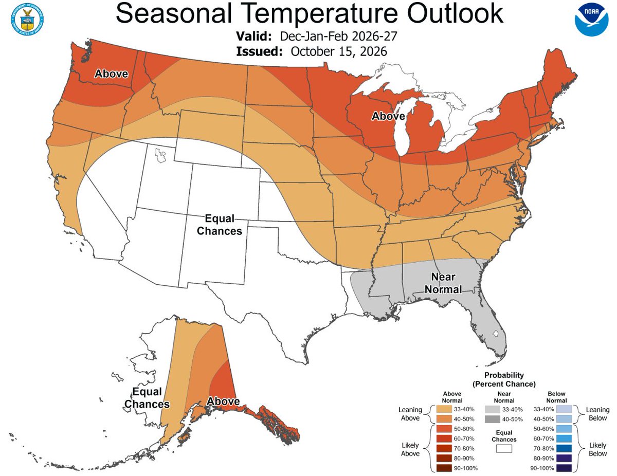 TerryWBZ's tweet photo. NOAA issues their winter season (DEC-JAN-FEB) outlook...warmer and wetter than average in New England, largely thanks to record El Nino https://t.co/cGDAFANBCx