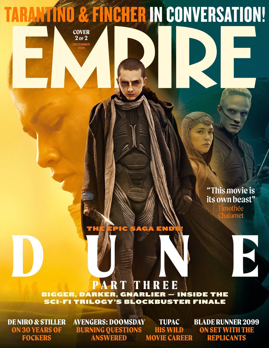 PreviouslyFilmx's tweet photo. #DunePartThree
#Dune

🔵NOVEDAD🔵

#Dune3 protagoniza las portadas de @empiremagazine. https://t.co/BqRkYuabsL
