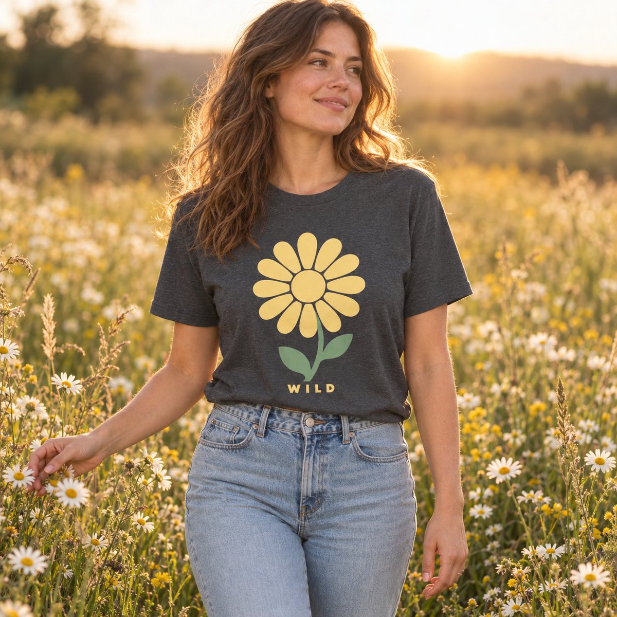 Honeh_com's tweet photo. Stay a little wild. The Wildflower Daisy tee in dark heather, a boho favorite. https://t.co/hh7ePZaszt #wildflower #boho https://t.co/Bs9DuN7Cm3