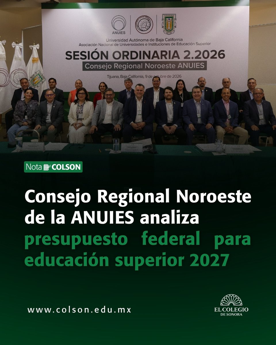 Colsonora's tweet photo. 📚Mejores condiciones de financiamiento, universidades aliadas con las prioridades del país y una agenda común para enfrentar los retos educativos, fueron los temas que marcaron la Sesión Ordinaria 2.2026 del Consejo Regional Noroeste de la @ANUIES.

🔗https://t.co/urnTkvoPx3 https://t.co/KazObEQ35S