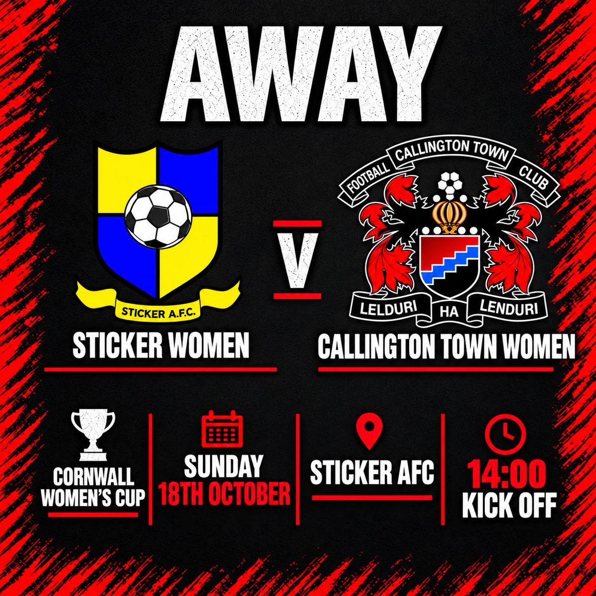 CallyTownFC's tweet photo. Football This Sunday:

#ClubCally Women are in cup action away to Sticker 🏆 

#cornishfootball #ctfc #football #soccer #womensfootball

@swsportsnews @PLsportsnews @Cornishfootball @SWWFN @KJMsport57 https://t.co/9IF23zcChT