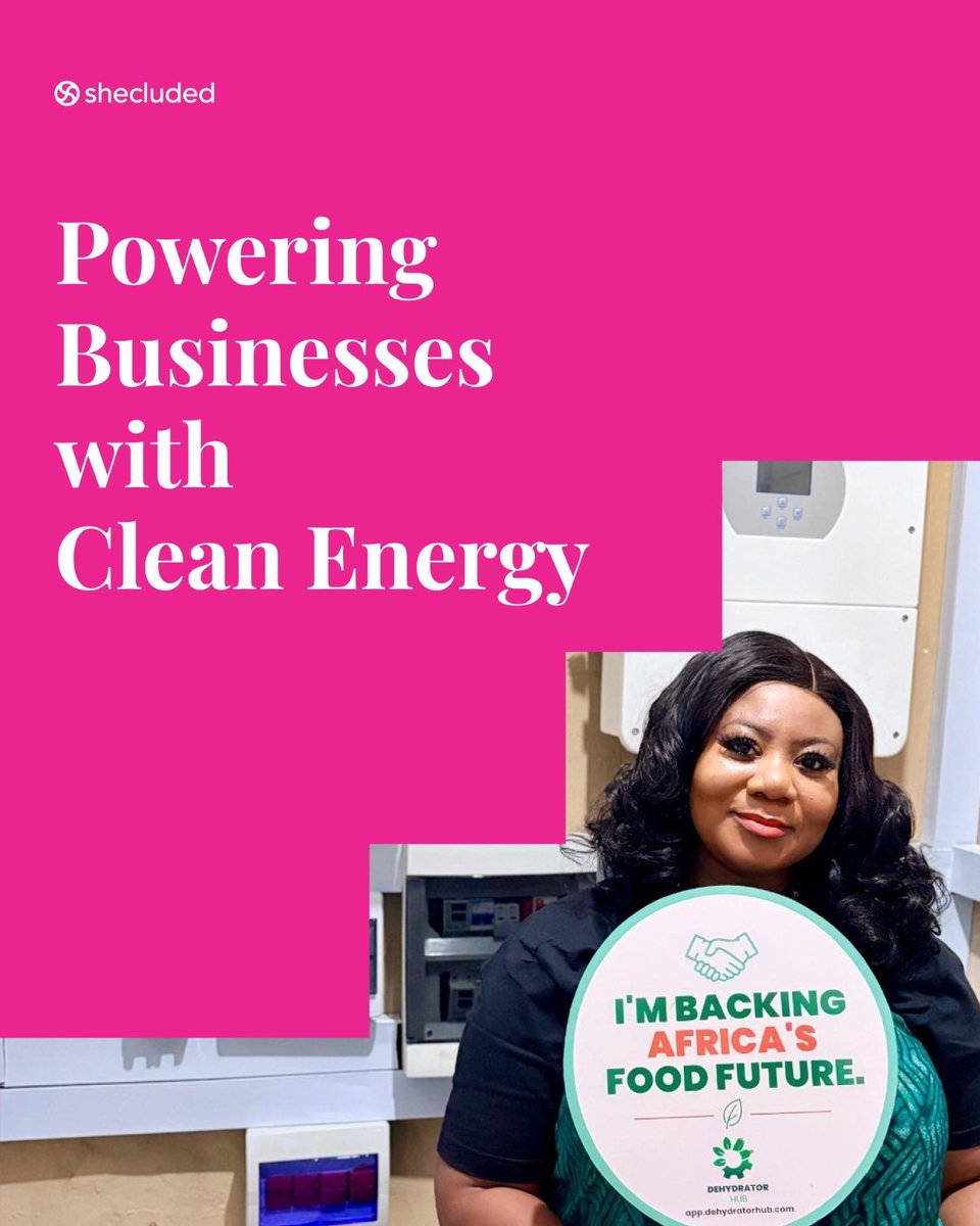 shecluded's tweet photo. When @dehydratorhub set out to power her agro-processing business with solar energy, Shecluded stepped in with a Green Loan to support her.
Less dependence on unreliable power.
More resilient operations. A more sustainable food future.
That's the power of women-led businesses https://t.co/7Hkm0HoAUP