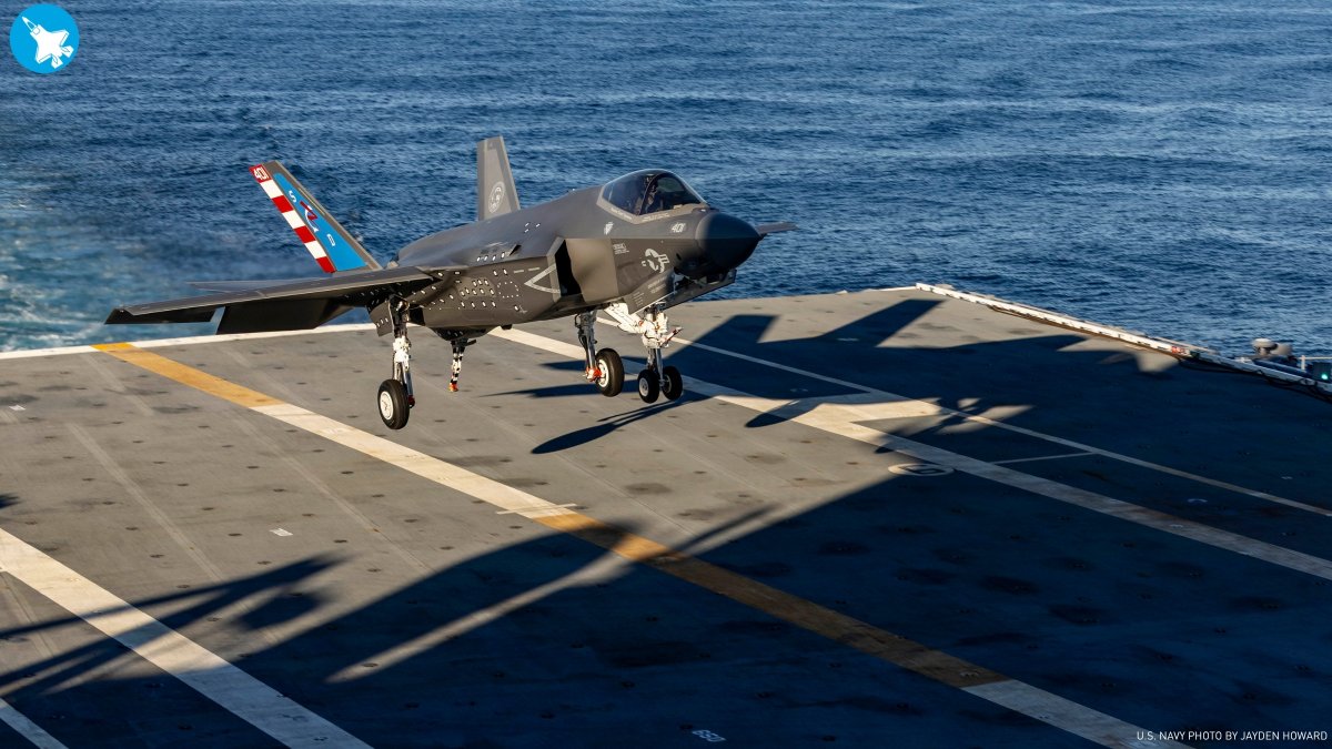 thef35's tweet photo. History made at sea! ⚡On Oct. 13, an F-35C successfully completed the first arrested landing aboard a Ford-class aircraft carrier, the future USS John F. Kennedy (CVN 79).

A major milestone for the @USNavy and the future of carrier-based aviation! https://t.co/maAxyF7blY