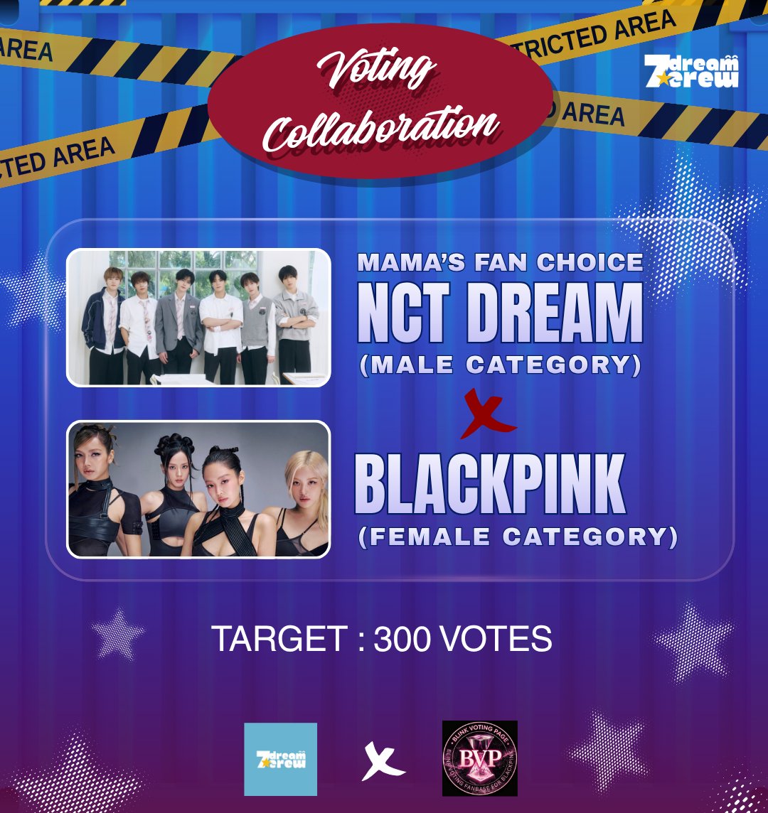 7DREAM_CREW's tweet photo. [VOTING COLLABORATION]

DREAMzens! We're continue our voting collaboration with @BLINKVotingPage for 1st Round #2026MAMA  

Let's join us and vote both #NCTDREAM and #BLACKPINK

Submit your voting proof in the prepared drive:
📌https://t.co/RjPIORI9et

#DreamzenVote 
#DZFightForMAMA