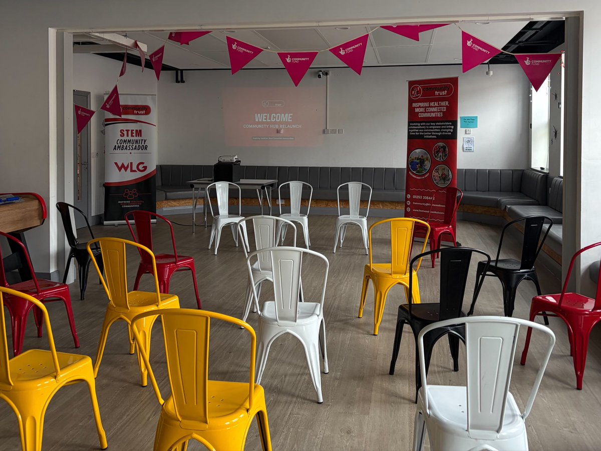 FTFCCommunity's tweet photo. We are excited to welcome our guests to the Community Hub for a wonderful afternoon of celebrations!! 🌟🌟

#fleetwoodtowncommunitytrust | #fleetwoodtown | #youthhub | #community https://t.co/dyQqC6CVIT