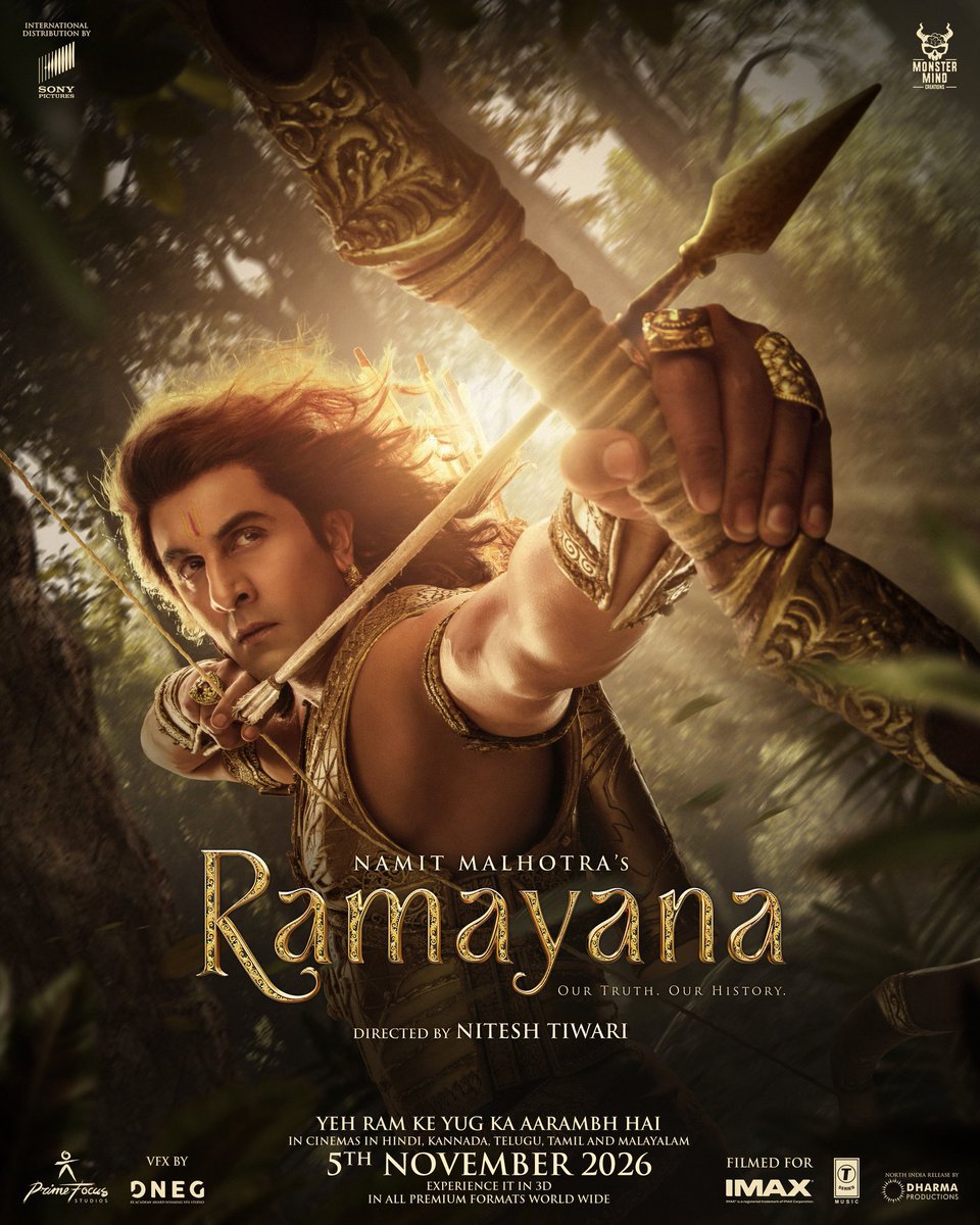 NelliKarth2797's tweet photo. HE FOUGHT FOR DHARMA, PROTECTED IT WITH HIS MIGHT, AND CONQUERED HIMSELF THROUGH SACRIFICE! ๐๐ฅ๐ฉ
AN EPIC OF COURAGE, DUTY & DIVINE DESTINY! โ๏ธโค๏ธโ๐ฅ
๐ WORLDWIDE IN CINEMAS FROM 5 NOVEMBER 2026!
#Ramayana #RanbirKapoor #SaiPallavi #Yash #NiteshTiwari #NamitMalhotra #UniBuzz https://t.co/D5eL1bN2ao