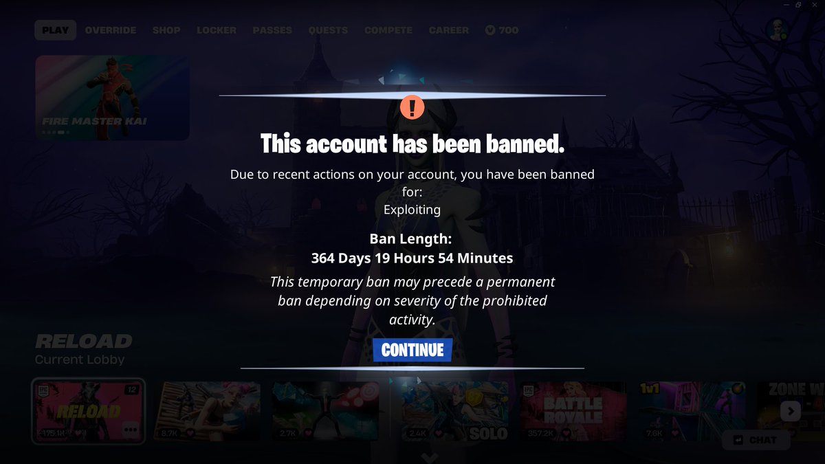 vyrofnr7's tweet photo. If somebody can help me I never cheated or Exploited, Idk first it started kicking ne out then it banned me Wow. @FortniteStatus I never broke the game’s Rules Please Help Me! https://t.co/4AAcZYGjrN