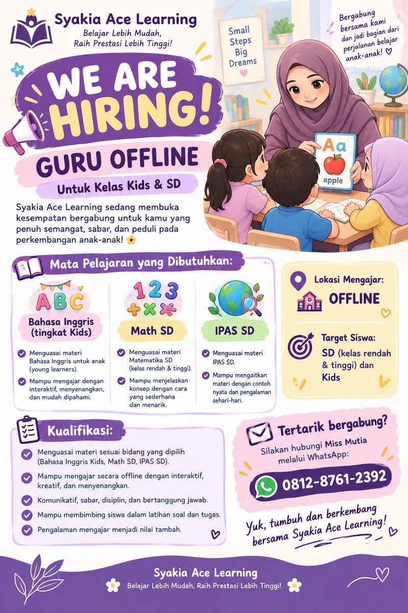 cueydix's tweet photo. We are hiring!
Dibutuhkan Guru Offline.
Siapa tau ada yang membutuhkan.
#zonauang #lowongan #guru https://t.co/Mi96Qb1DRc