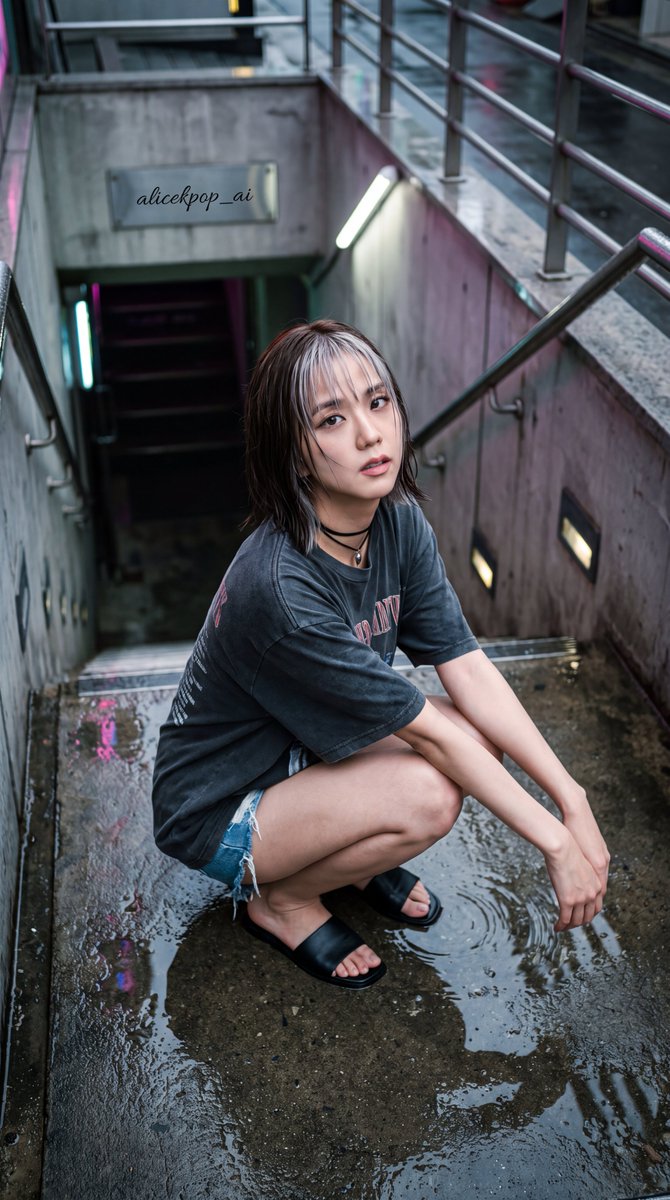 Jisoo Rain Stair Portrait