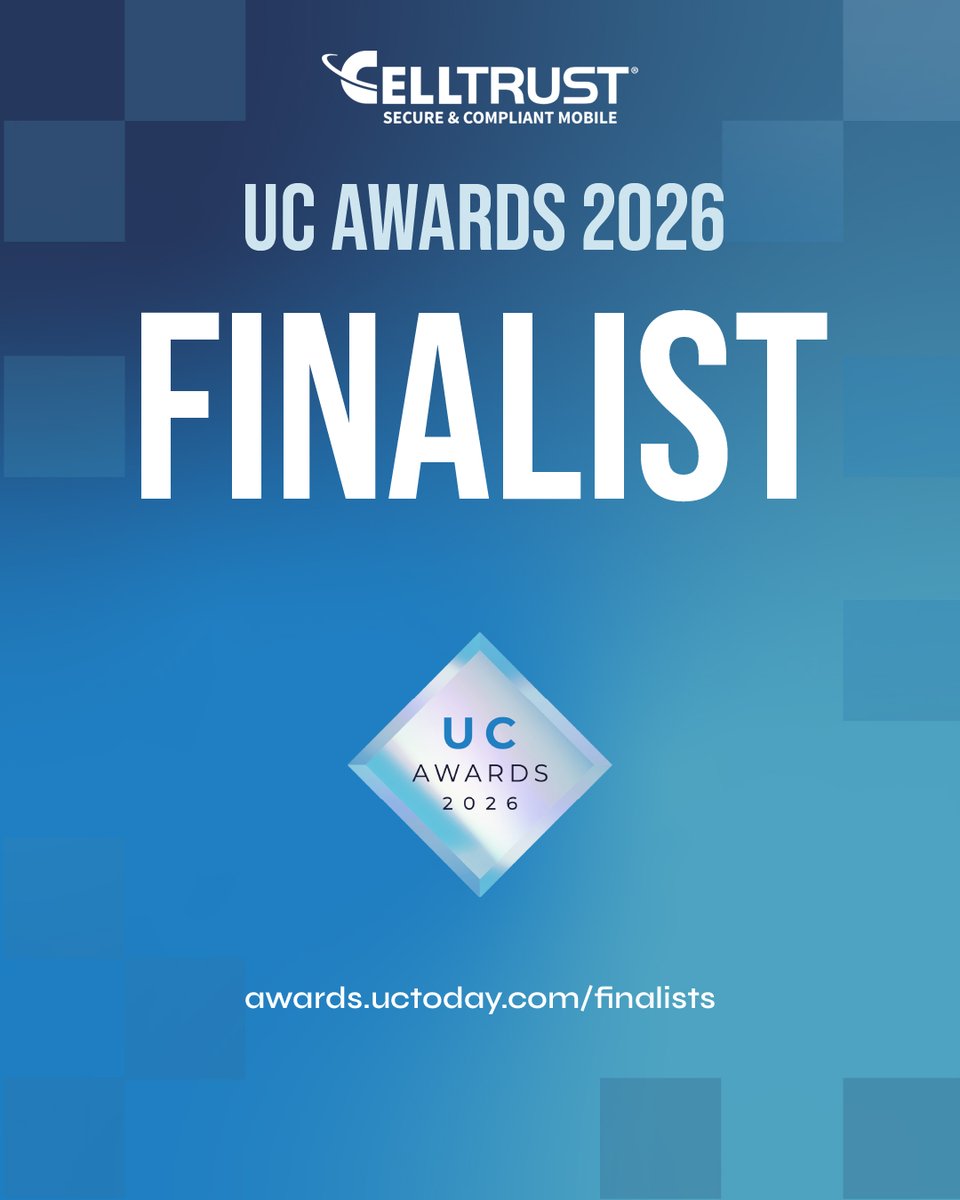 CellTrust's tweet photo. We're thrilled to be named a finalist in the Best Secure Communication Solution category at @uctodaynews 2026 Awards! https://t.co/lntkpD20d7 #UnifiedCommunications #Compliance #Recordkeeping #Archiving #Security #DataProtection #MicrosoftIntelligentSecurityAssociation https://t.co/AmwnN5clgG