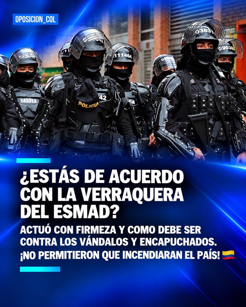 ManuelJVelez's tweet photo. ¿Apoyas al Esmad? RT https://t.co/AoNVYNZjBw