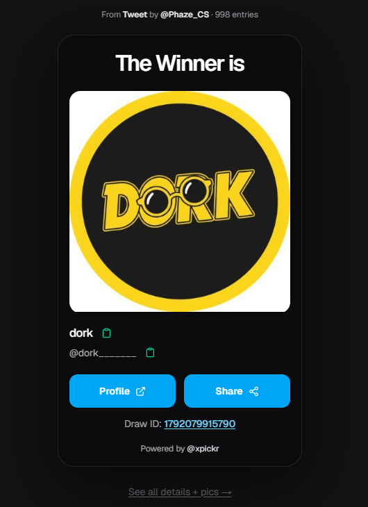 Phaze_CS's tweet photo. Congrats @dork_______ Rolled on Stream
To Claim the Prize Join my Discord and Create a Ticket!! 

https://t.co/IhUargVCgI https://t.co/1ywVmj2edW