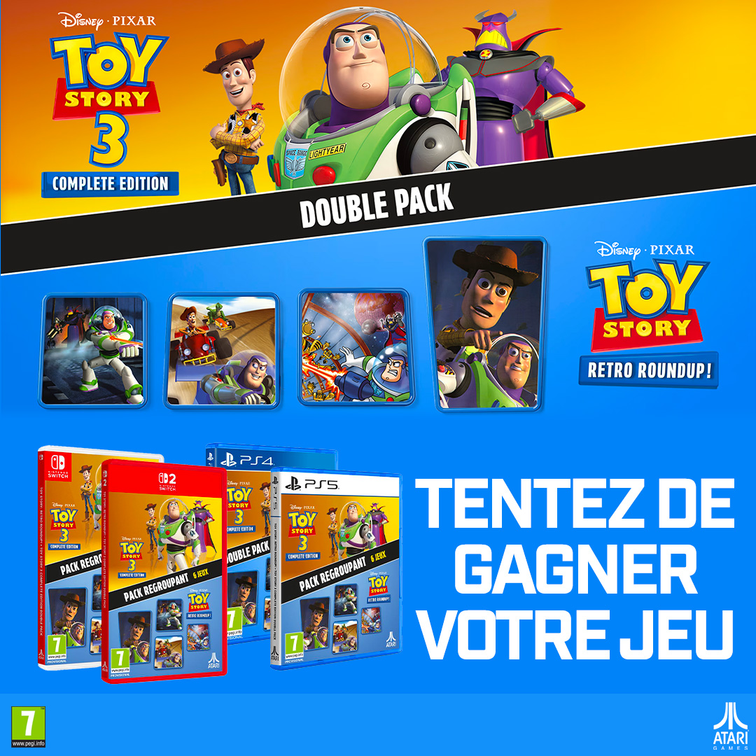 Micromania_Fr's tweet photo. Un petit plaisir retro avec cette compil' de jeux Toy Story ? Tentez de gagner votre exemplaire ici ⤵️

🧸 Like⁣⁣⁣, RT &amp; Follow @Micromania_Fr
🧸 Mentionne en réponse un ami avec #MicromaniaToyStory

Tirage au sort dans 7 jours ! https://t.co/HXQ4sDE30j