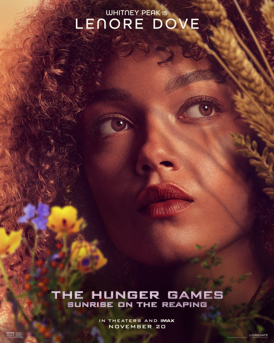 PopBase's tweet photo. New character poster featuring Whitney Peak as Lenore Dove Baird in ‘THE HUNGER GAMES: SUNRISE ON THE REAPING’. https://t.co/Own2a0nHyX