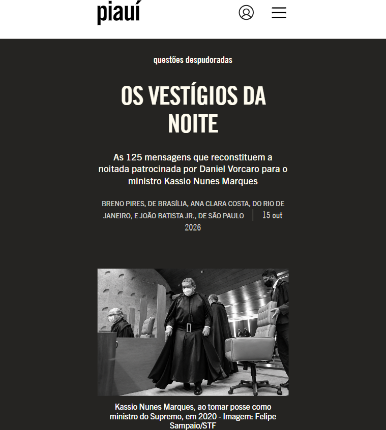brenopires's tweet photo. O banquete com caviar e garotas de programa terminou com camisinhas e calcinha espalhados pelo tríplex de Daniel Vorcaro. Tudo preparado para o ministro Kassio Nunes Marques do STF

Episódio dos mais chocantes do ano reconstituído @revistapiaui c/ @anaclaracosta e @joao_batistajr https://t.co/f8HGvy3vZG