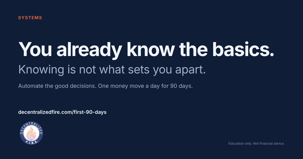 decentfire's tweet photo. You already know the basics. Save more than you spend. Automate the good decisions. Do not panic at the wrong time. The hard part is repeating the boring part. Start with one money move a day.

https://t.co/W8jyaSCaa3 https://t.co/YRUoSYFYG2