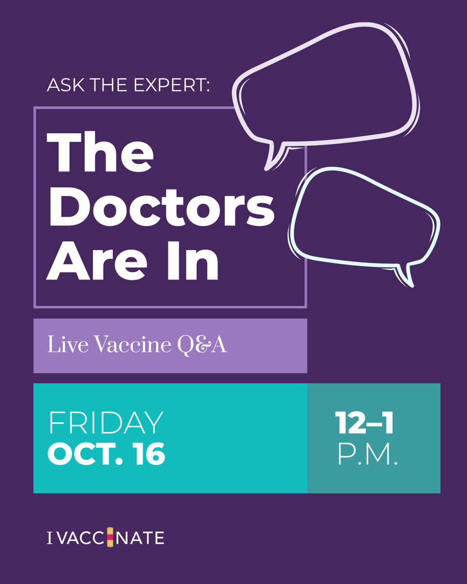 MichiganHHS's tweet photo. Got questions about your child’s vaccines? Three Michigan doctors are ready for them, from the everyday to the unexpected. 

Join live Friday, Oct. 16, at noon for Ask the Expert: The Doctors Are In, a lunchtime vaccine Q&amp;A. https://t.co/cyXDpF6StH