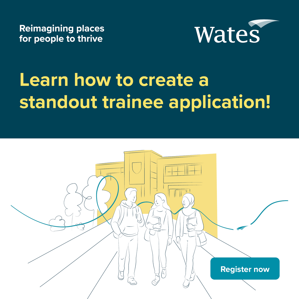 WatesGroup's tweet photo. Applying for our graduate and higher apprentice trainee roles? Join us for an online event packed with hints and tips to help you stand out and shine in the application process.

📅 Wednesday 21 October 2026
⏰ 18:00 - 18:45

Register now: https://t.co/viGuPFEUnU

#CareersAtWates https://t.co/wwgEACfX8e