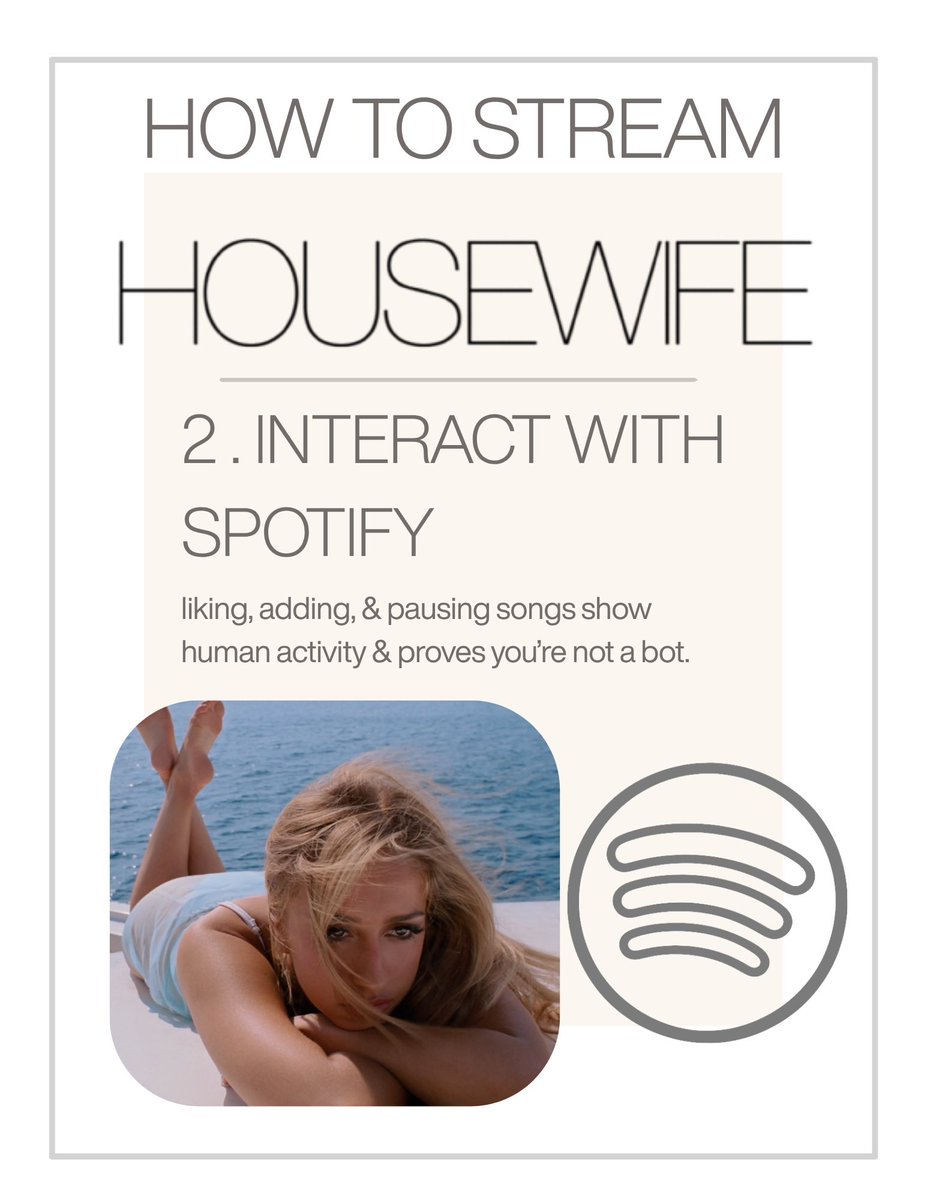 TateStats's tweet photo. 🚨A guide of how to stream Housewife properly to not being filtered on Spotify Charts: https://t.co/o3wWz85Gv9