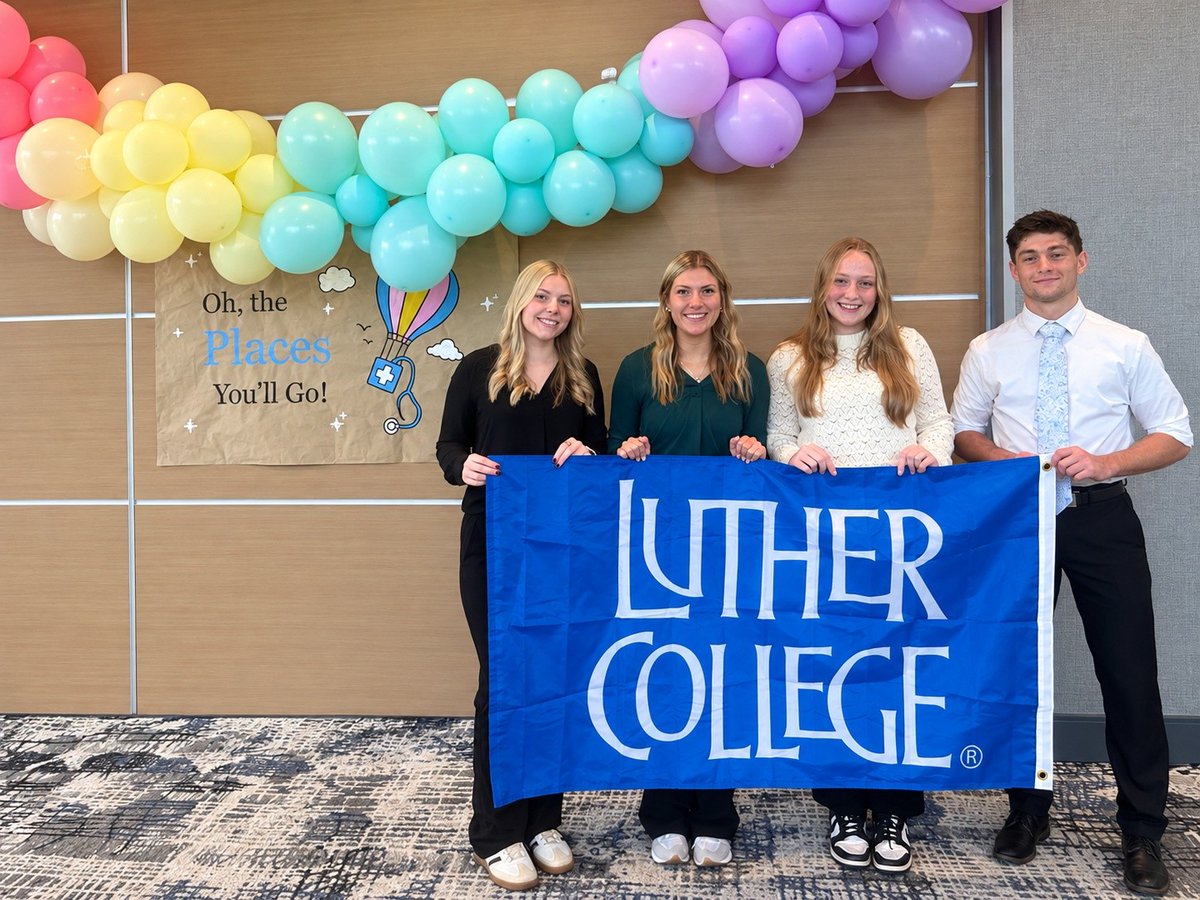 luthercollege's tweet photo. Luther nursing students are making their mark! Emma Alvord ’28, Hailee Fredregill ’28, Kaly Morris '28, and Patrick Gugala Reinders ’27 attended the IANS Convention Sept. 27, where Patrick was elected as president. He is the first Luther student to serve in the role. https://t.co/Ad283uYr3X