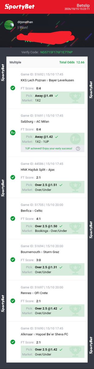 cjSportyUpdate's tweet photo. Another cashout today.✅✅✅✅
#bet #viral https://t.co/dZMZH7LuXt
