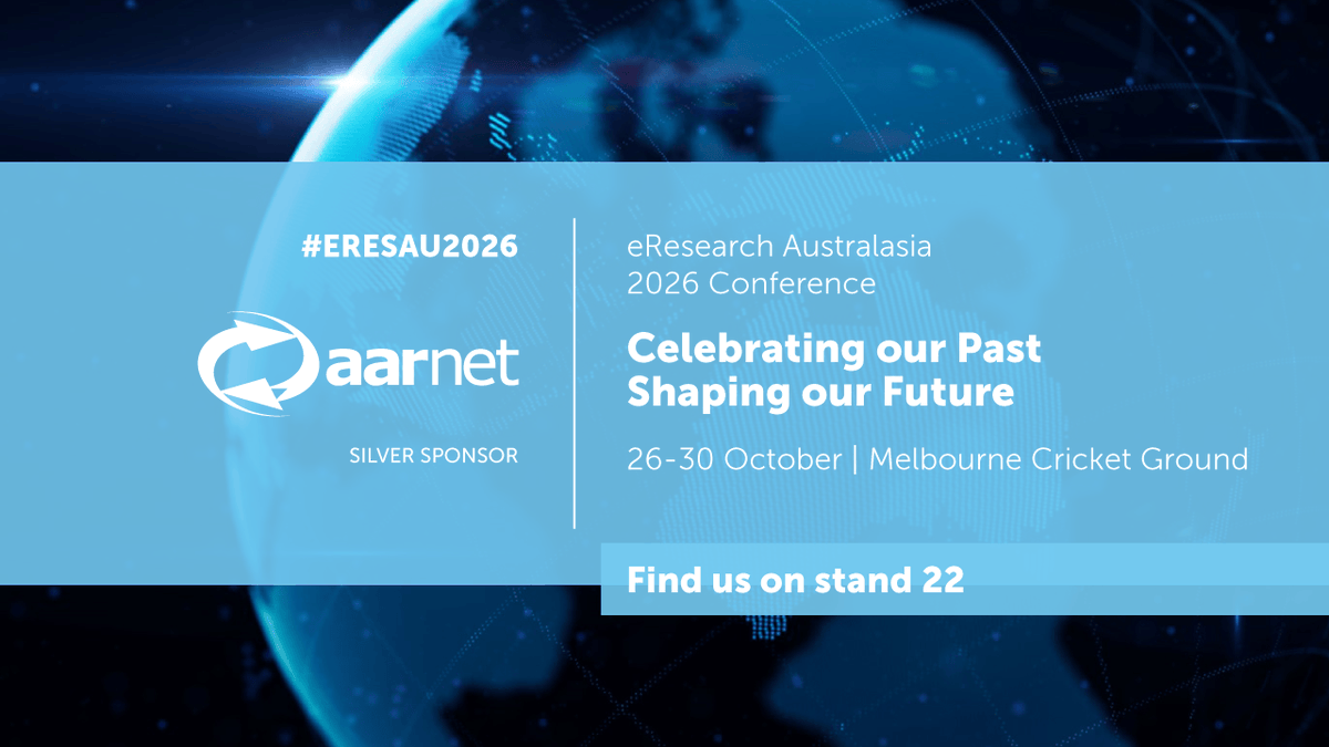 AARNet's tweet photo. A little over a week until #eResearch2026!

📅 26–30 October @ MCG

We’re proud to be a Silver Sponsor, with the AARNet team taking part in sessions throughout the week. Heading along? Come and say hello at stand 22.

🔗 https://t.co/eXb5LqU0KC #ResearchInfrastructure #eResearch https://t.co/LdazcjUfPH