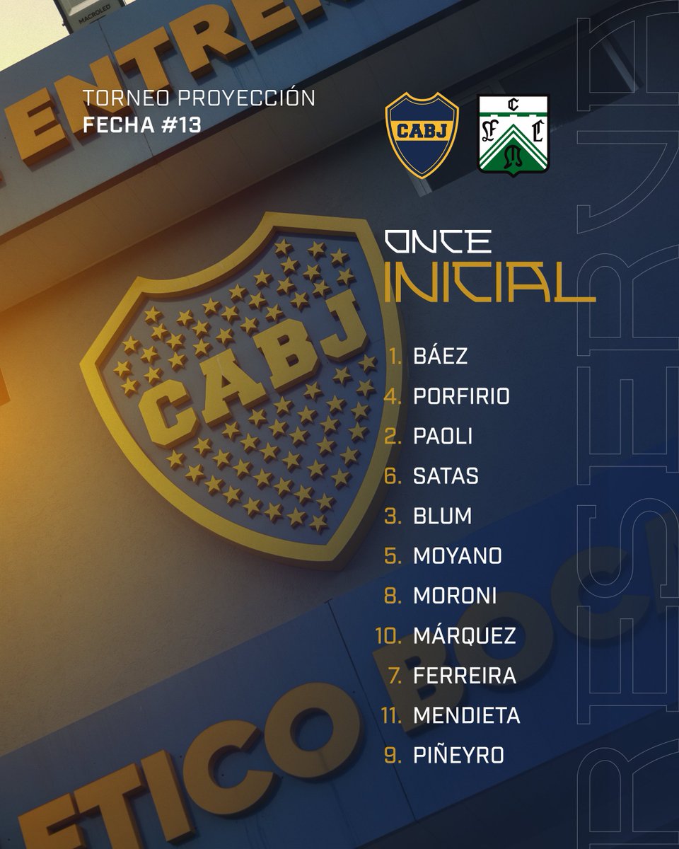 BocaPredio's tweet photo. 📋 ¡𝗘𝗟 𝟭𝟭 𝗗𝗘 𝗟𝗔 𝗥𝗘𝗦𝗘𝗥𝗩𝗔! 👊

🆚 Ferro, por la 13ª fecha del Clausura del #TorneoProyección.

#VamosLosPibes 💙💛💙 https://t.co/GtiiOBhKuE
