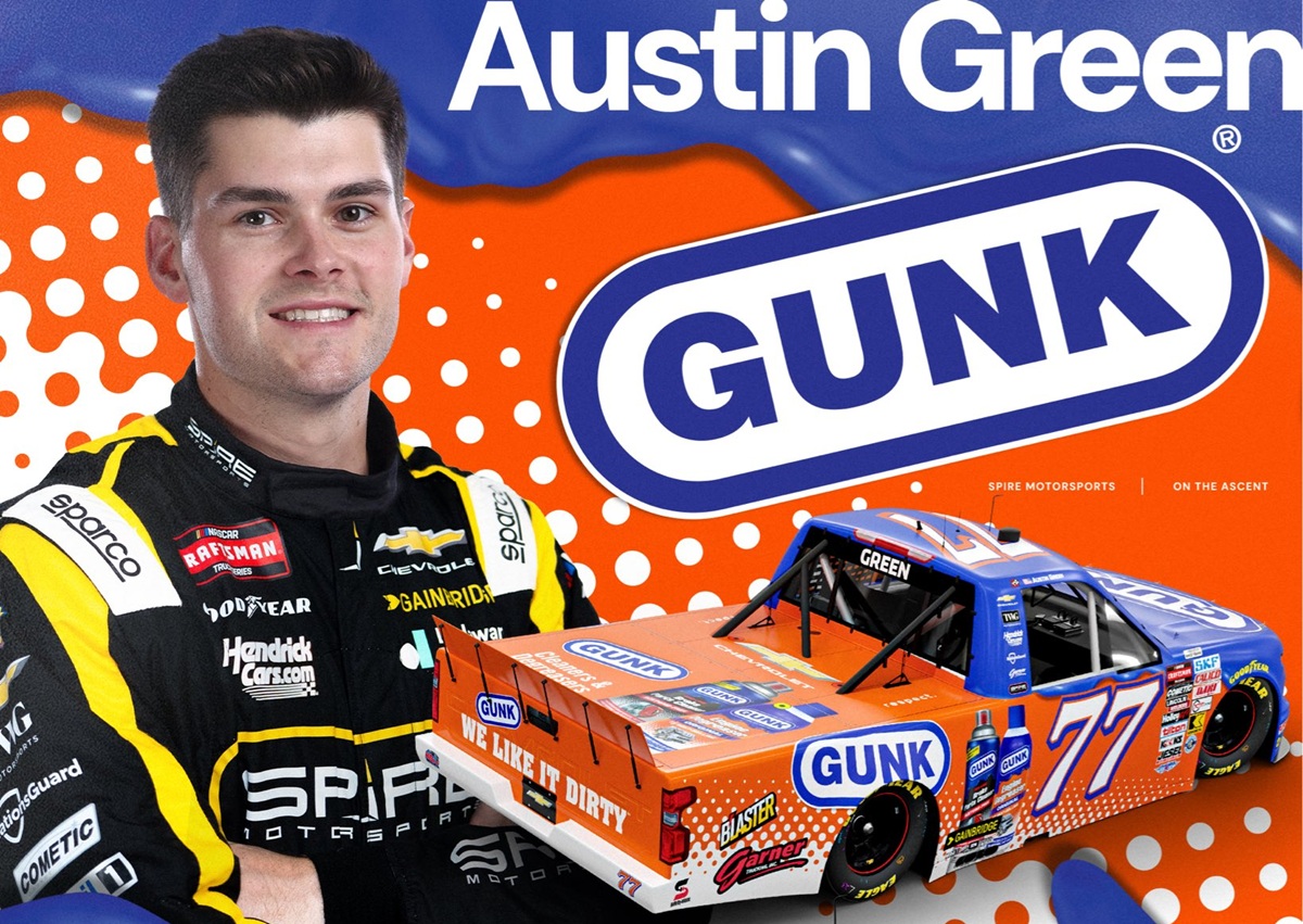 JacobSeelman77's tweet photo. NEWS: @austingreen2_ will drive the No. 77 for @SpireMotorsport in the @NASCAR_Trucks next weekend at @TALLADEGA.

It will mark the first Truck Series start for Green, the son of past NASCAR Busch (now O'Reilly Auto Parts) Series champion David Green. #NASCAR https://t.co/x0Ru2MKKxu