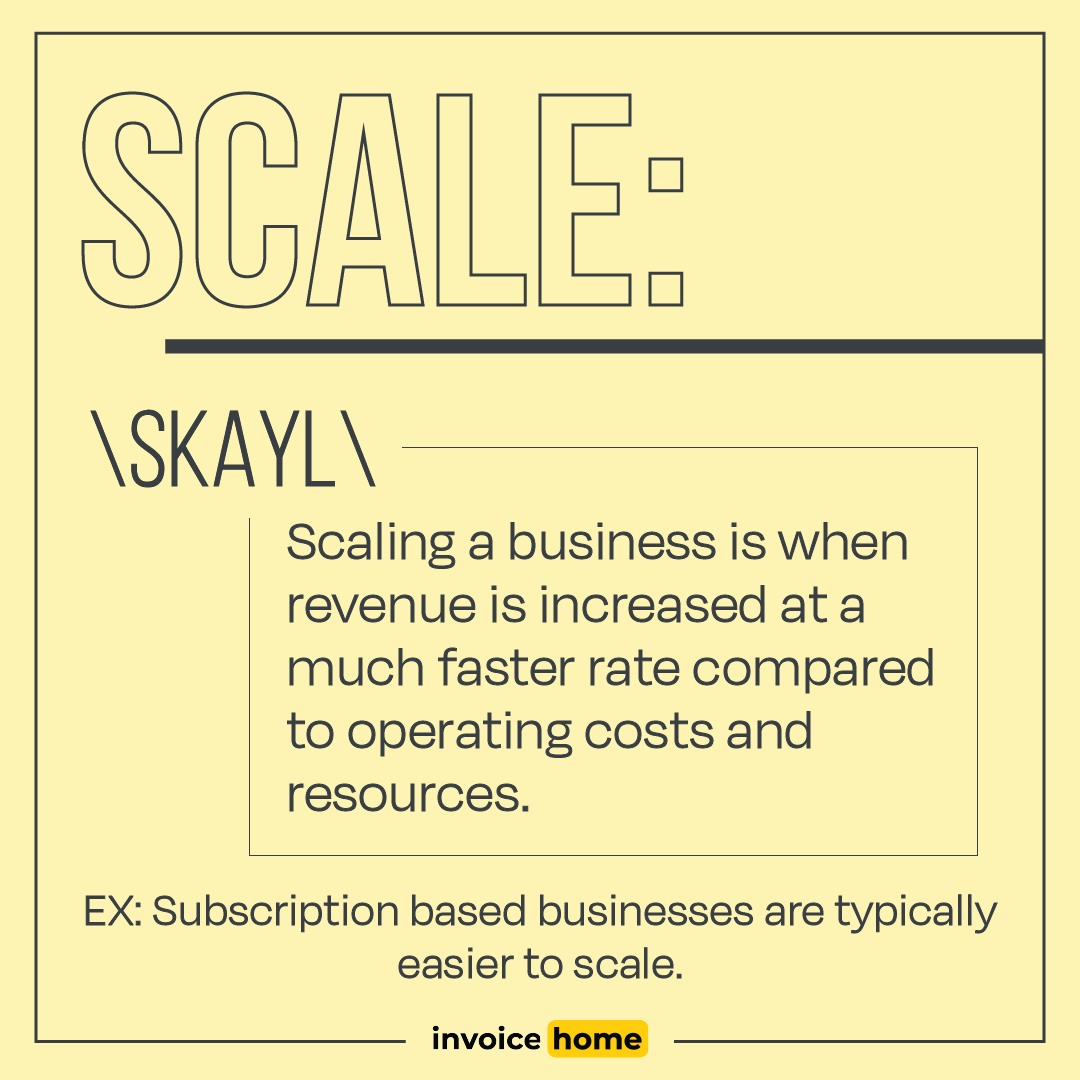 InvoiceHome's tweet photo. What does it mean to scale your business? Let us help define it for you. https://t.co/OZt4BAkVS0