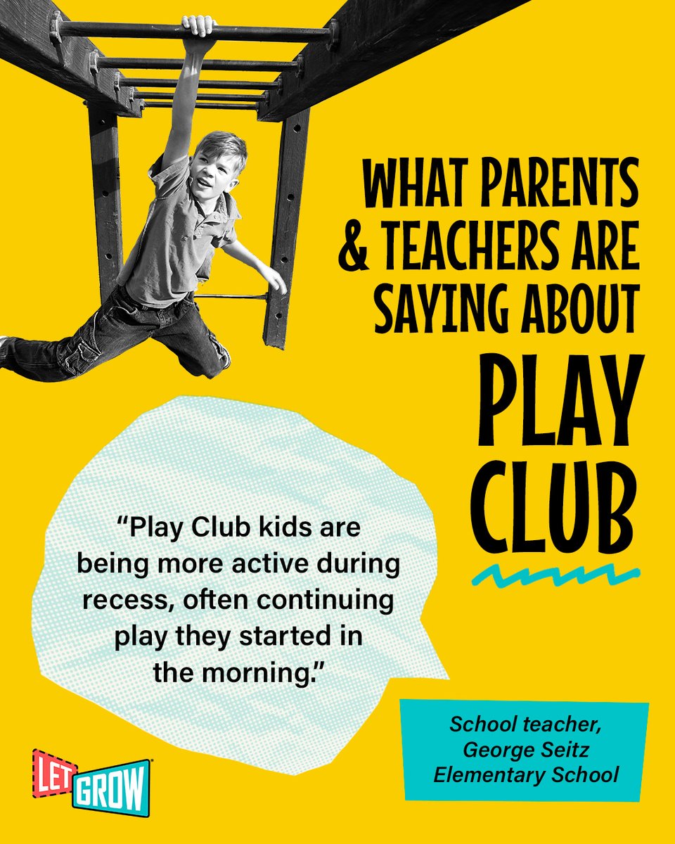 LetGrowOrg's tweet photo. Give kids time to play, and sometimes the play keeps going, which is the point!

Teachers at George Seitz Elementary saw Play Club kids stay more active at recess and keep playing games from earlier in the day.

Explore Play Club: https://t.co/dW1ByRm5Ao

#LetGrow #Education https://t.co/xoWnEILxVZ