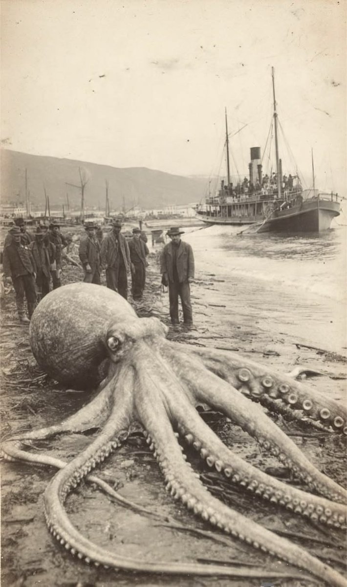 luxinity64's tweet photo. 🐙🌊 A glimpse into the mysteries of the deep… captured in a forgotten era. 📜⚓

#GiantOctopus #OceanMystery #HistoricalPhotos #DeepSea #MarineLife #OceanWonders #History #NatureIsAmazing #UnbelievableNature #XHistory https://t.co/aMsl90Q4s1