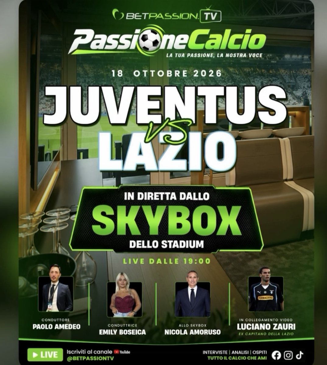 aldo_odla79's tweet photo. Pre gara Juventus Lazio - 18 ottobre 2026 - live dalle 19:00 gratuitamente su YouTube “Betpassiontv - Passione Calcio “.

Approfondimenti, statistiche e pronostici curati da me. https://t.co/cCwsyy5sZK