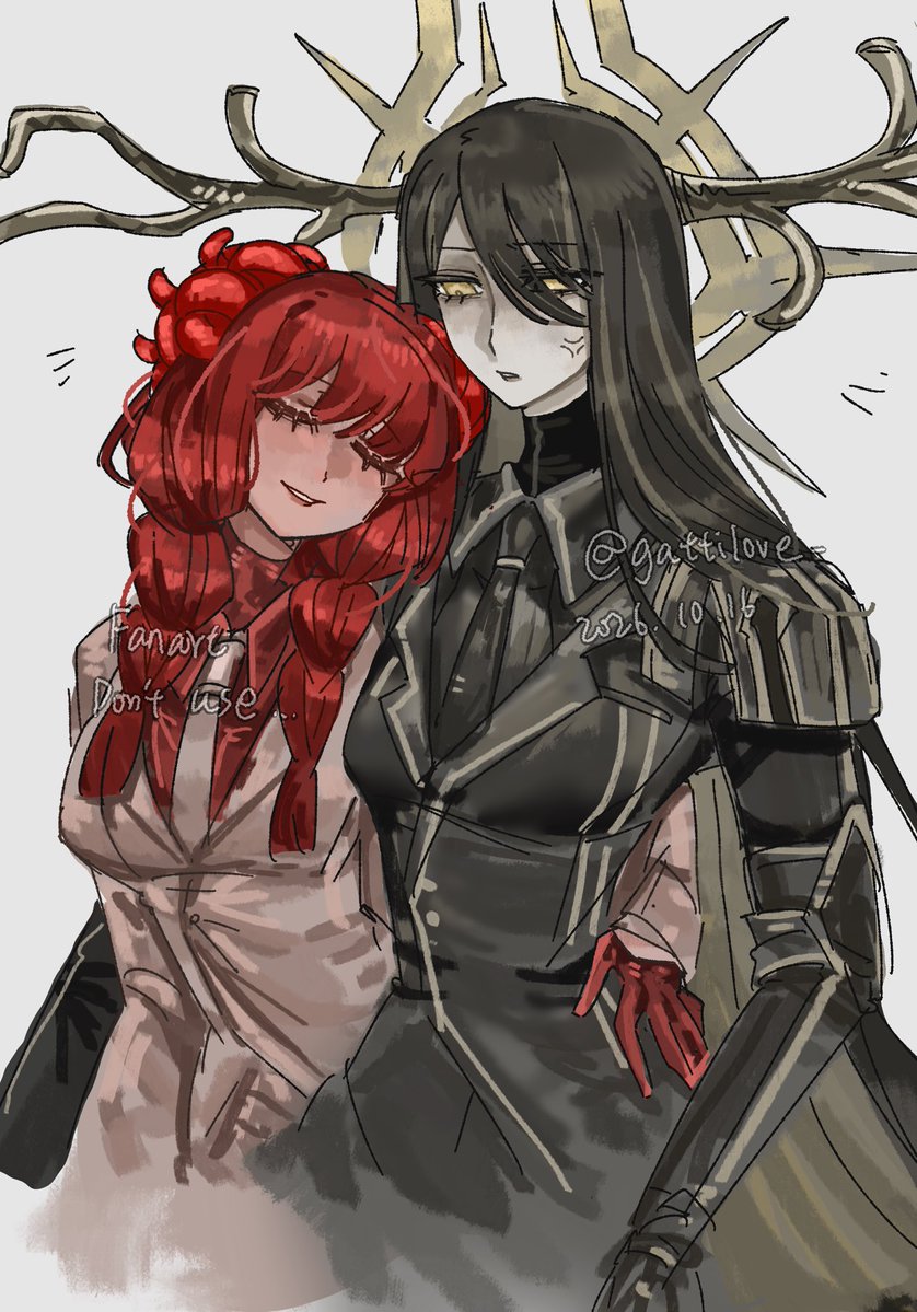 gattilove_'s tweet photo. 打开了🦌的罐头🍽️，红派黑派经理的yuri
为了方便我磕cp画了拟人的形象，女同事好舒服🤤

#LimbusCompany https://t.co/xXAs2jMaTr