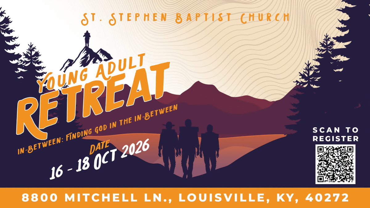 ssclive's tweet photo. YOUNG ADULTS, Finding God in the in-between retreat starts tomorrow! 🙌🏾🔥
Join us October 16–18 for our Young Adult Retreat! A weekend of faith, fellowship, and finding God in the in-between!
Don’t miss out!. We can’t wait to see you there! 
Scan the link to sign up! https://t.co/vtimbVRB2u