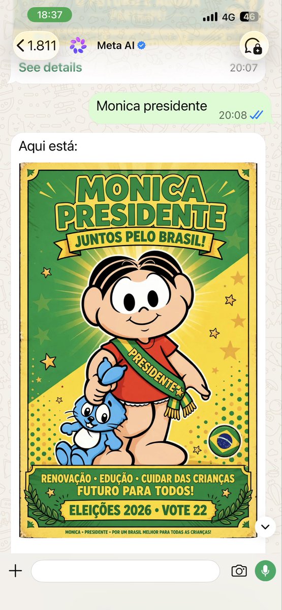 monicabergamo's tweet photo. Quem disse que não dá para fazer cartaz na IA Meta? https://t.co/zQPoDiRibi