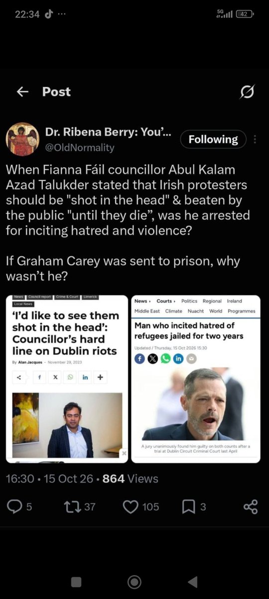 pol_mac_patriot's tweet photo. @JimFergusonUK @PrisonPlanet Graham Carey a patriot , was sentenced to 2 years today in Dublin for stating facts about illegal migration,   while that foreign invader ,  who is a REGIME councillor wants to kill and it's laughed off. ! https://t.co/rt37IpMb9h