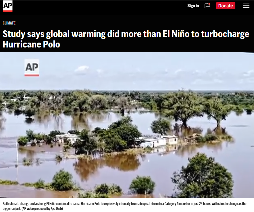 ChrisMartzWX's tweet photo. This BS so tiring.

I am not sure how many more times this needs to be explained this to you, Seth Borenstein (@borenbears), but climate change is not a fuel or physical force that causes things to happen.

Climate change does not “turbocharge” the weather or cause hurricanes to intensify either. There is no such thing as “climate-fueled” weather; that's not at all how this works. Change is an outcome, it is not a cause.

Oh, and the World Weather Attribution (WWA)? 

Please quit citing their garbage papers. They receive funding from left-wing environmental groups including the Grantham Foundation, the European Climate Foundation, and Bezos Earth Fund. Their job is to pay scientists to “find” proof that climate change was the cause or accelerant behind a particular weather event, and their findings are intended to be used in litigation against oil and gas companies.

Those are two major conflicts of interest, but for some reason you routinely fail to mention that part of the story in your pre-canned, copy-paste articles that are essentially press releases from WWA.

Seth, I'd encourage you to put your degree to good use and actually do some actual investigative journalism for a change instead of being a parrot. 🦜